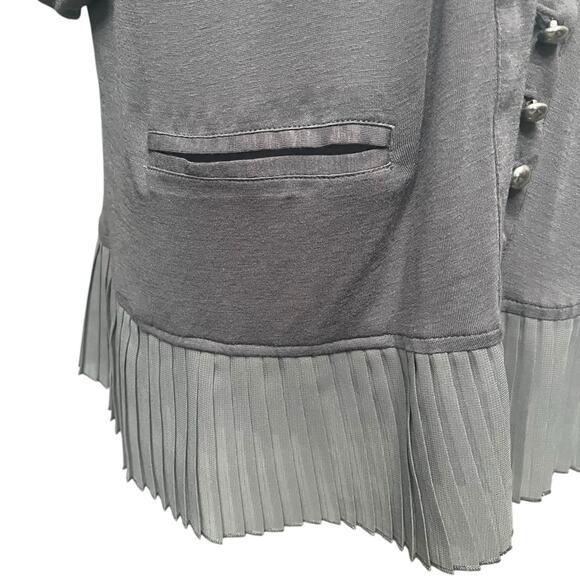 WRAP LONDON Gray Linen Blend Short‎ Sleeve Ruffle Cardigan Women’s Size 10 - Picture 2 of 10